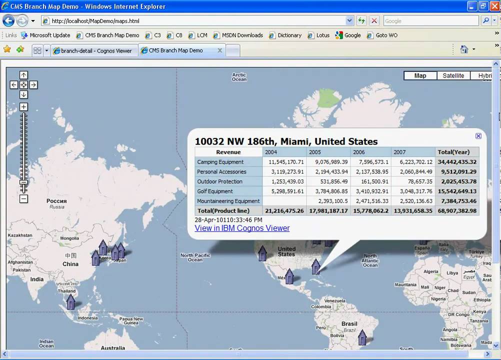 IBM Cognos Mashup with Google Maps using IBM Cognos Mashup Service ...