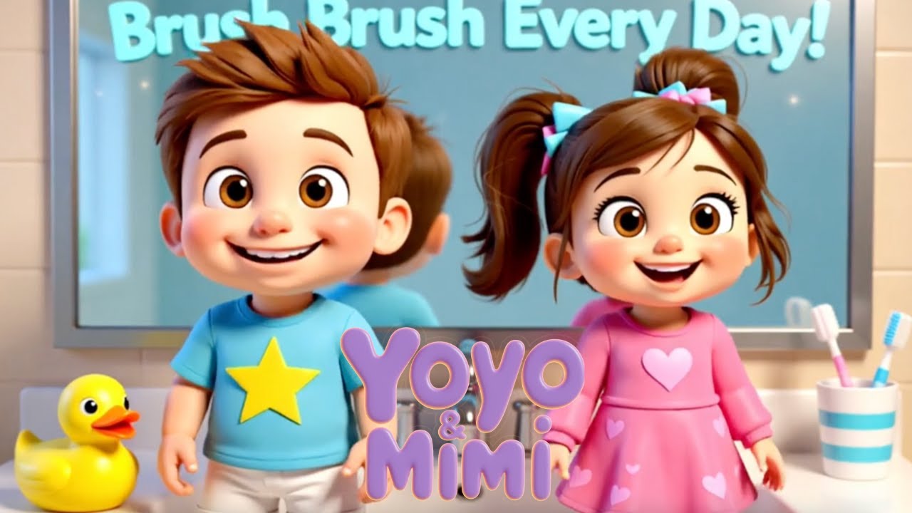Brush Brush Brush! | Yoyo and Mimi Songs | Morning and After Eating Toothbrush Song for Toddlers