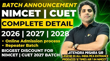 NEXT BATCH NIMCET | CUET 2026 | 2027 | 2028 | AIR 1 in NIMCET 2025 , with 6 AIR in Top 10 464+ Sele.