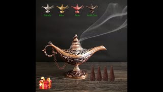 Sihirli Lamba Alaattin Bakır Buhardanlık - Tütsülük - 5 Renk - 2 Boy