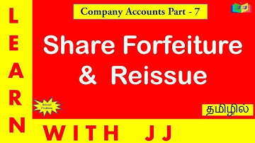 Company Accounts Part 7 in Tamil || Forfeiture and reissue of shares in Tamil ||forfeiture Journal