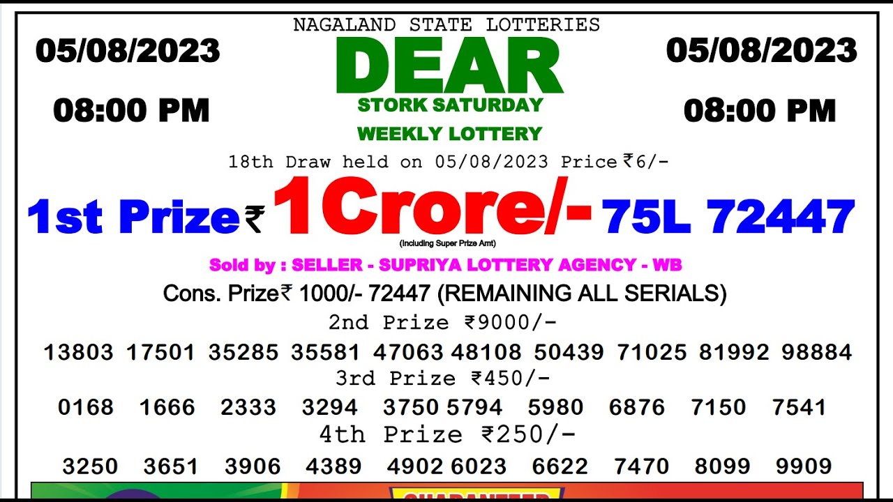 Nagaland State Lottery Result Sambad 22.11.2023 For 6 PM OUT: Dear