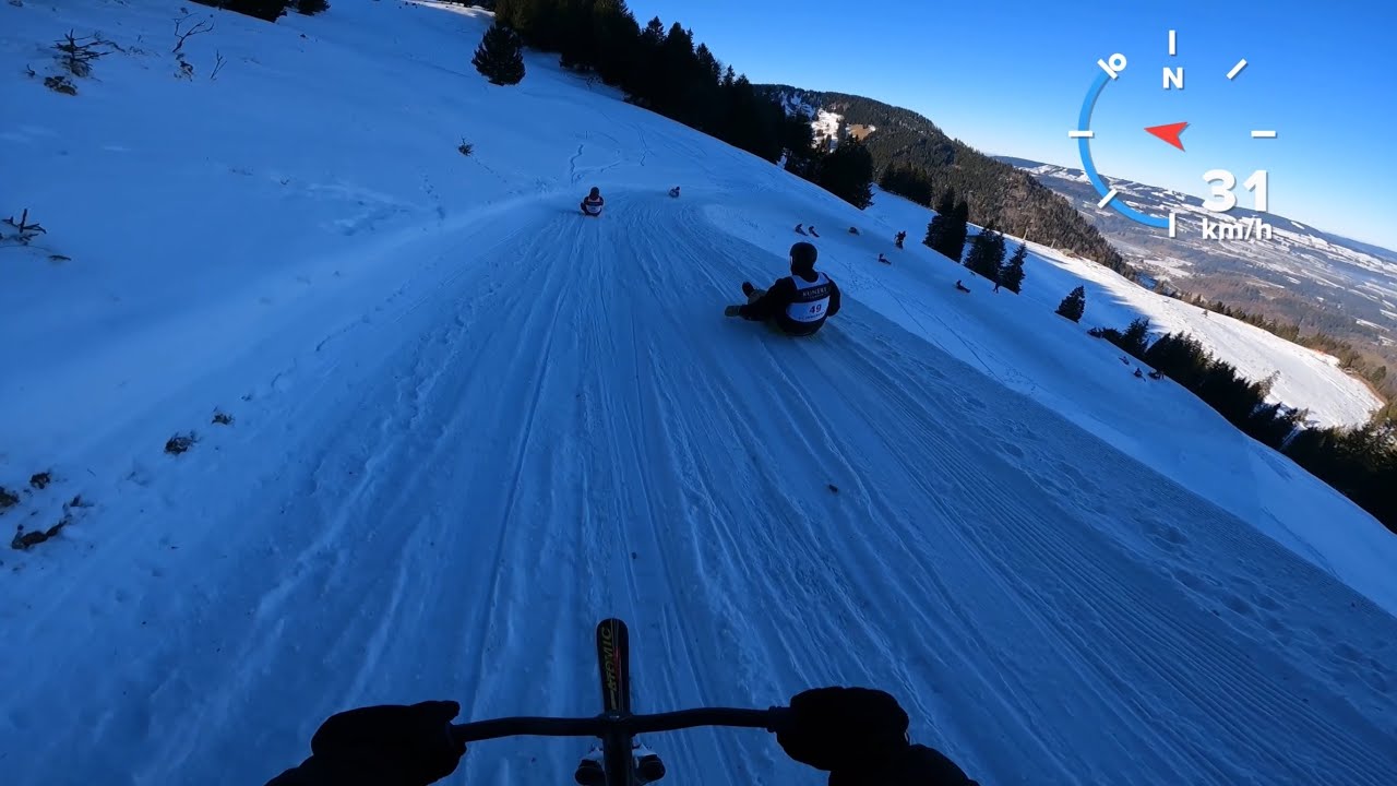 Rodelrennen an der Mittagbahn in Immenstadt🛷🏁 - mit Speed Anzeige