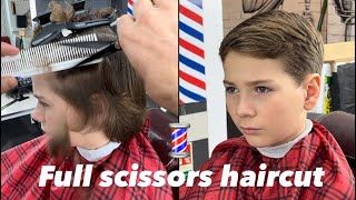 Learn full haircut with scissors (tutorial)#learning #tutorial #barbershop #baby #school#childrens