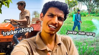 Aj mane tractor chalaya maza aya ❤️😂 juwaar me spray kiya #viralvideo #dihatilife #vi #tractorvideo