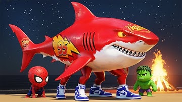 Lightning McQueen Monster Shark Transformation and Superhero Rescue | 3D Animation