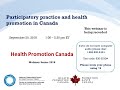 NCCDH Webinar: Participatory practice and health promotion in Canada (1 of 6): Introduction