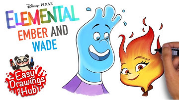 How to draw Ember and Wade from Elemental Movie