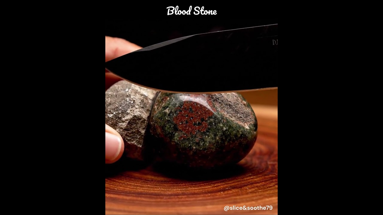 ASMR Gemstone Slicing ✨ Blood Stone Crystal Cutting Sounds” 