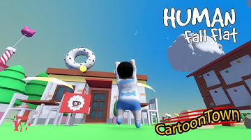 Human Fall Flat - CartoonTown Level Part 1 of 3 Walkthrough | Custom Map | Steam Workshop