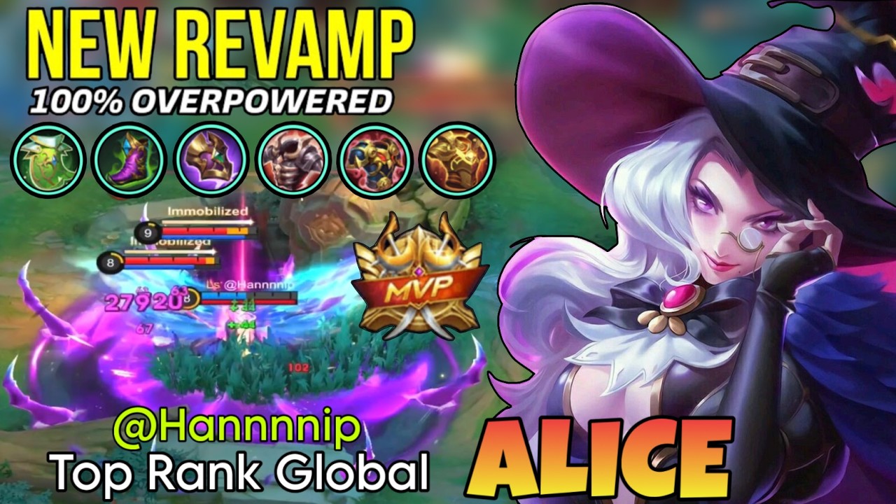 Alice Overpowered MVP Gameplay - Top Global Alice by @Hannnnip - Mobile Legends