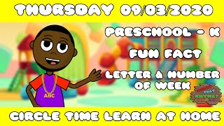 Thursday 09/03/20 | Circle Time Preschool At Home | Social Distance Learning