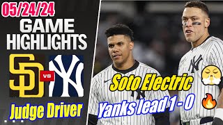 NY Yankees vs SD Padres May 24, 2024 | Aaron Judge brings home Volpe on a sac fly! Yanks lead 1-0