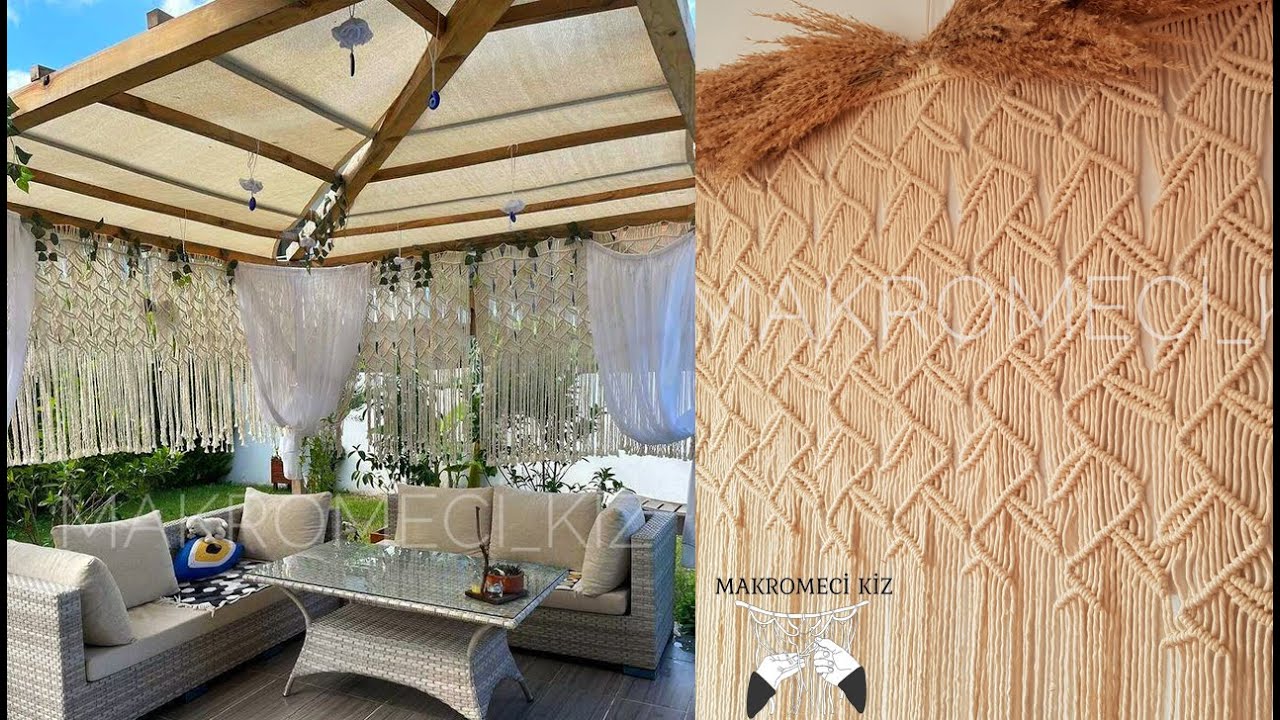 Makrome Perde Yapımı yaprak detayları ile Selvi hanım'a özel üretildi / 