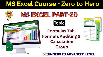 MS Excel Part-20(Formulas tab(Formula Auditing & Calculation Group)) | MS Excel Course