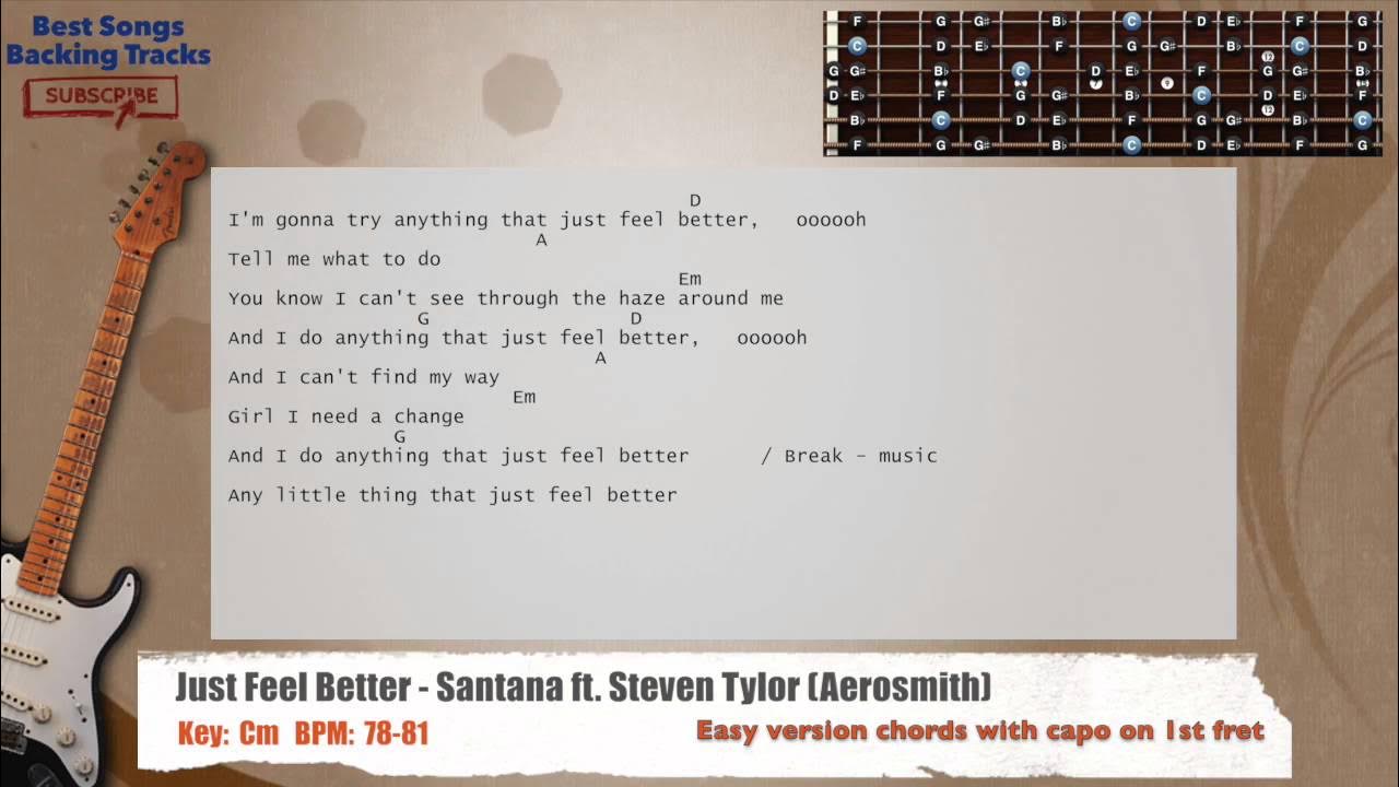 ๐ธ Just Feel Better - Santana ft. Steven Tylor (Aerosmith) Guitar Backing Track ๐ธ Just Feel Better - Santana ft. Steven Tylor (Aerosmith) Guitar Backing Track