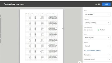 How to print Google Sheets on one page