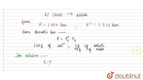 An aqueous solution of 2 percent non-volatile solute exerts a | Class 12 Chemistry | Doubtnut