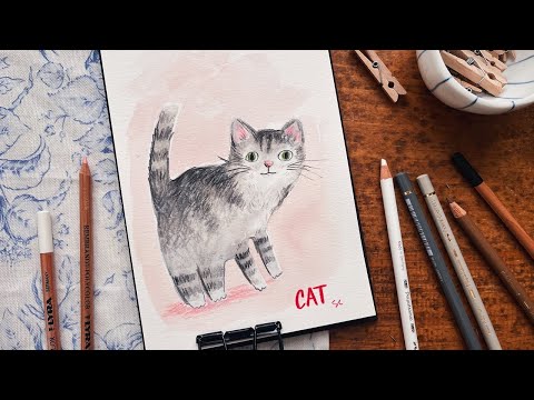 Draw Your Cat with Me! Watercolor + Pencil Tutorial