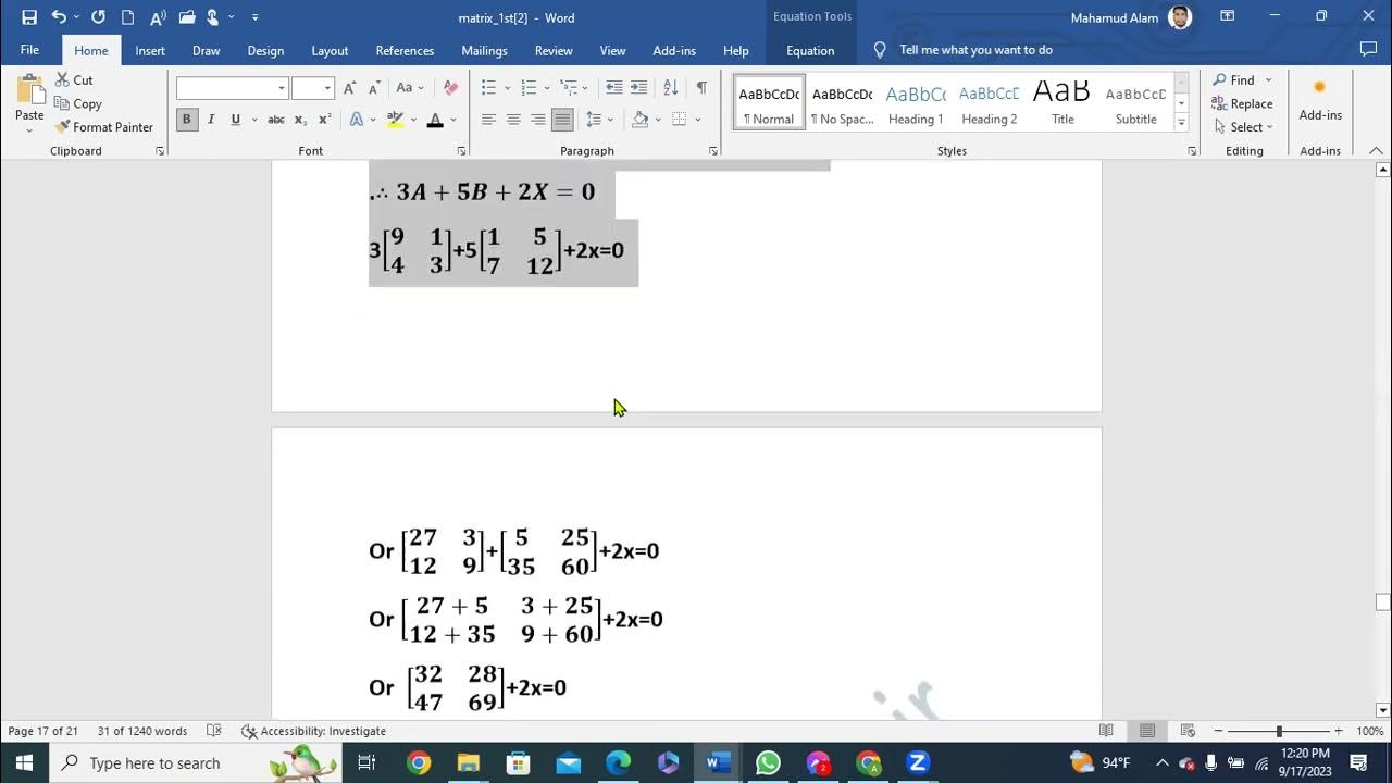 Value of matrix x y z youtube
