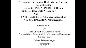Accounting for Capital Reconstruction Problem & Solution 3 useful to T.Y.B.Com And  SYBCom(NEP 2025)