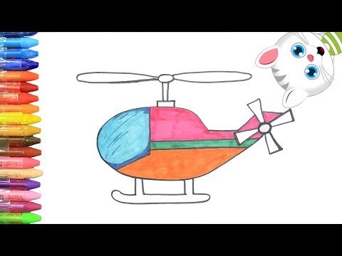 Как нарисовать Красочный вертолет с MiMi | Раскраски детей HD | Рисование и окраска