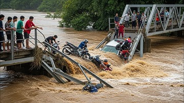 Moment the Bridge Almost Swept Away by Heavy Floods!