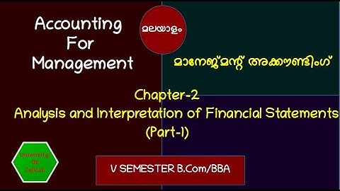 B.Com V Semester Accounting For Management-Chapter 2- Part-1 (മലയാളം )