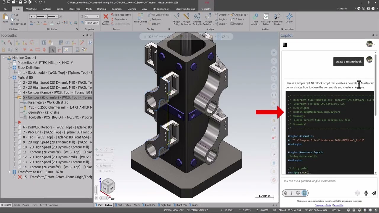 Улучшения для Copilot в Mastercam 2026.R2