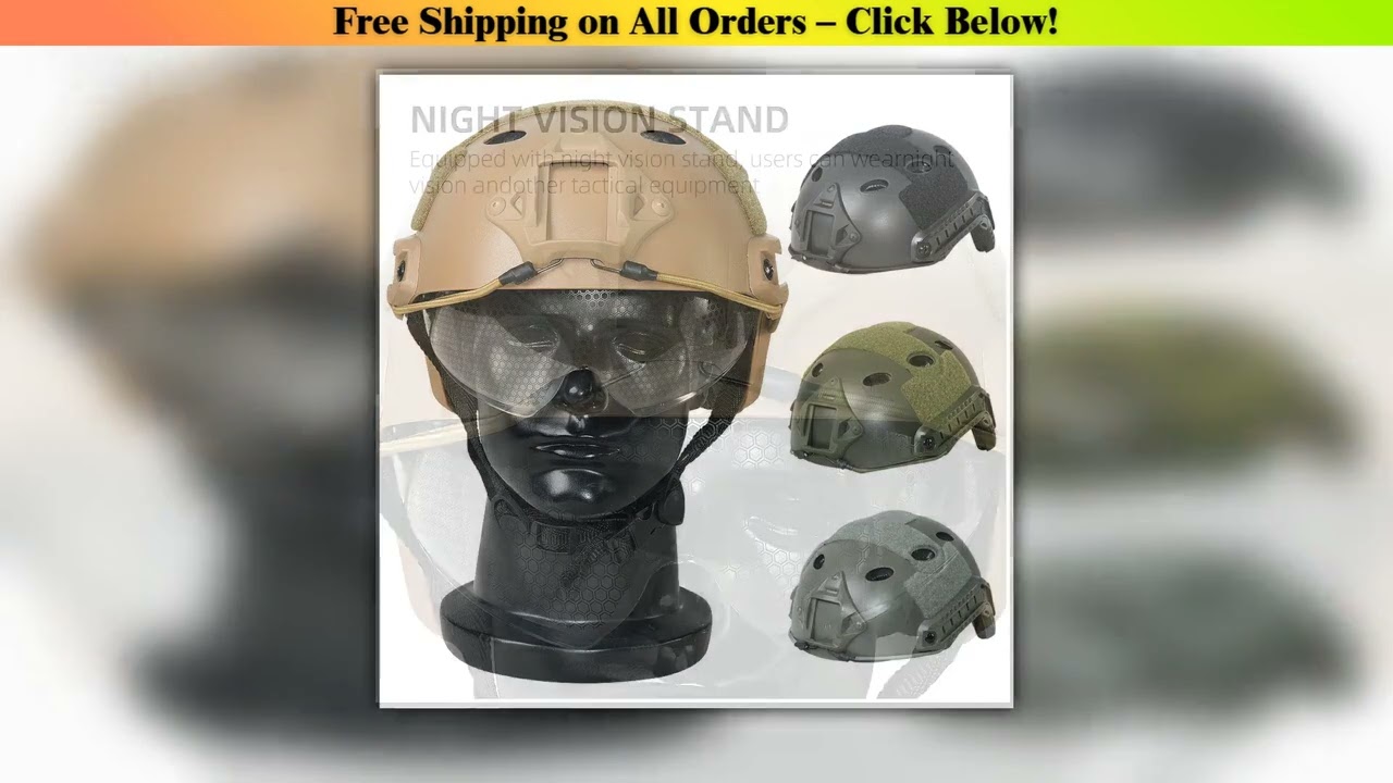 BOOIU Tactical Helmet Fast PJ Airsoft Helmet with Goggles ABS CS Riding Shooting Helmets Outdoor