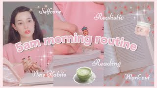 waking up at 5AM new year productive morning routine vlog ☀ selfcare home cafe, stick to new habits