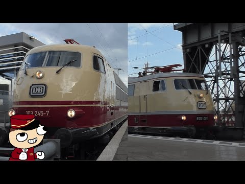 103 245 treft E03 001 (fluit!) met RHEINGOLD in Kln Hbf!
