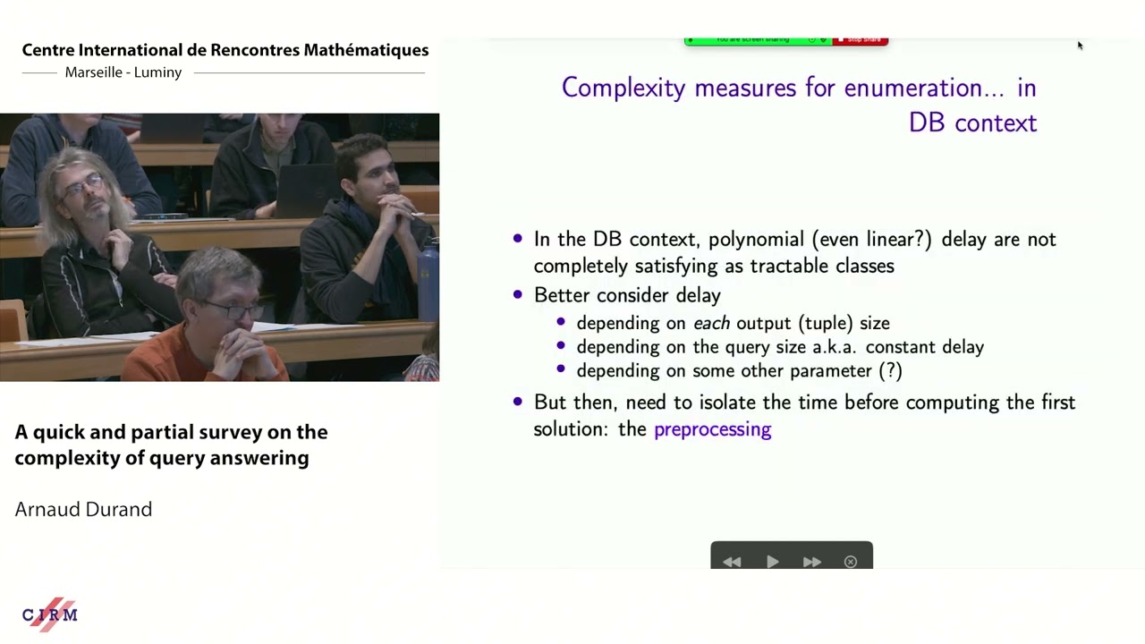 Arnaud Durand : A quick and partial survey on the complexity of query answering