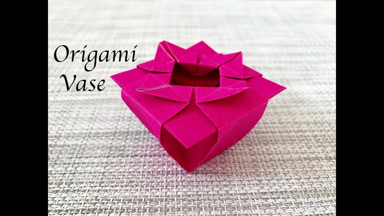 How to make an Origami Chinese Flower Vase วิธีพับแจกัน YouTube