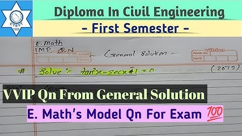 DCE - First Semester Engineering Mathematics Imp Model Qn For Exam |
