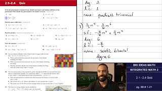 Big Ideas Math [IM2]: 2.1 - 2.4 Quiz (Review & Problem Set)