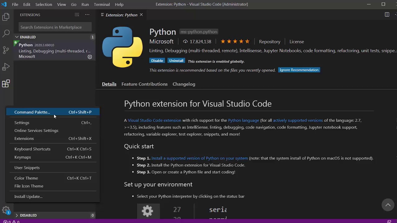 python installs for visual studio code for mac