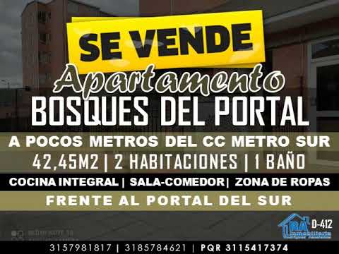 SE VENDE LINDO APARTAMENTO DE 2 HABITACIONES EN BOSQUES DEL PORTAL D-412