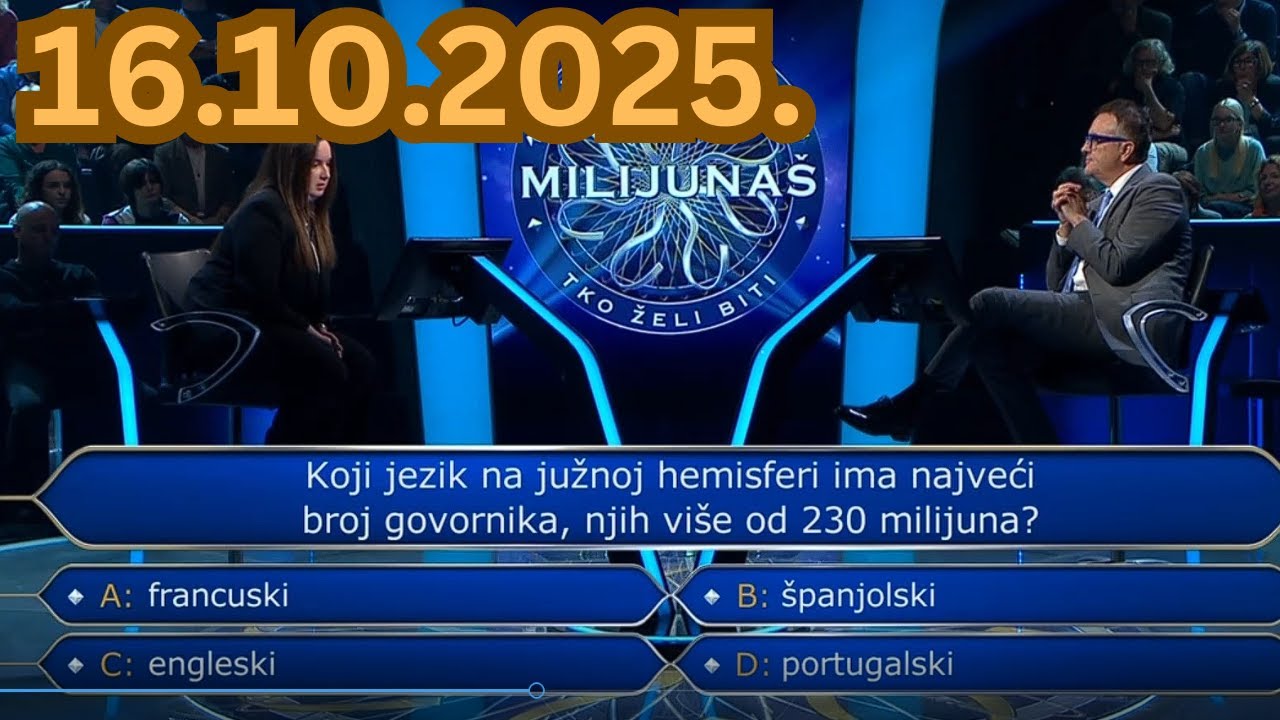 Tko želi biti milijunaš - 16.10.2025.