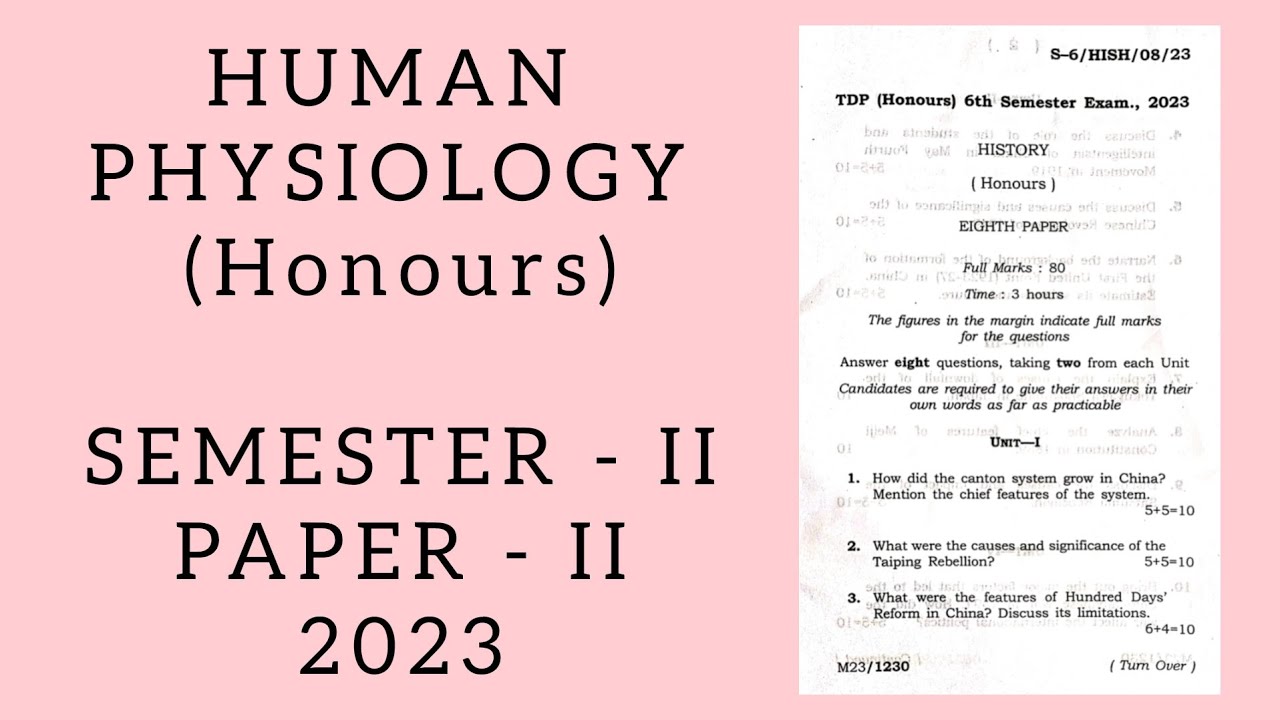 Human Physiology (Honours) 2nd Semester Paper-II 2023 Tripura University Question Paper