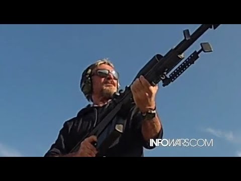 John McAfee Firing 50 Cal Handheld Cannon