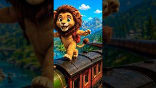 Cartoon Wala Video Lion's Amazing Train Adventure | Cute Cartoon Animal Journey | Fun Kids #shorts
