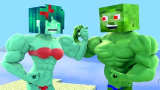 TOP Minecraft MUSCULOUS Zombie and Zomma Life | Minecraft Animation