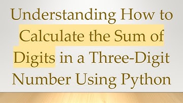Understanding How to Calculate the Sum of Digits in a Three-Digit Number Using Python