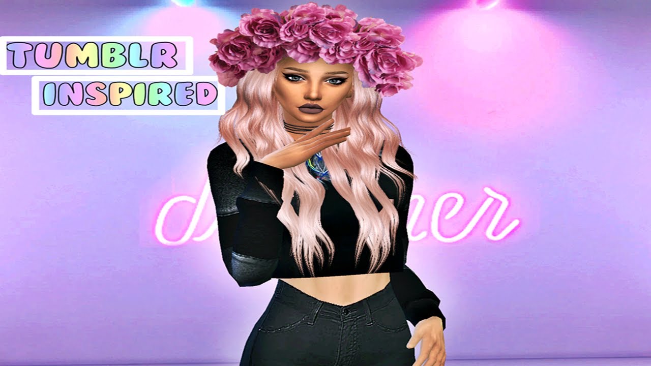 The Sims 4: Create A Sim || TUMBLR GIRL || FULL CC LIST - YouTube