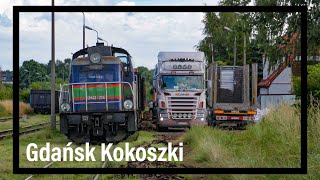 Stacja Kokoszki transport drewna manewry SM42-2147 Gdańsk 2020