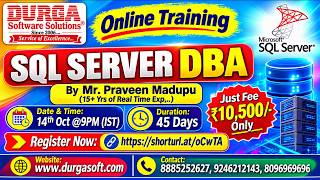 SQL SERVER DBA Online Training @ DURGASOFT