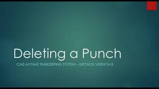 Deleting a Punch