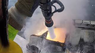 Firefighters on Engine 220 and Engine 209 Battle Van Fire