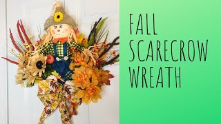 Fall Dollar Tree Scarecrow Splatter Screen DIY Wreath